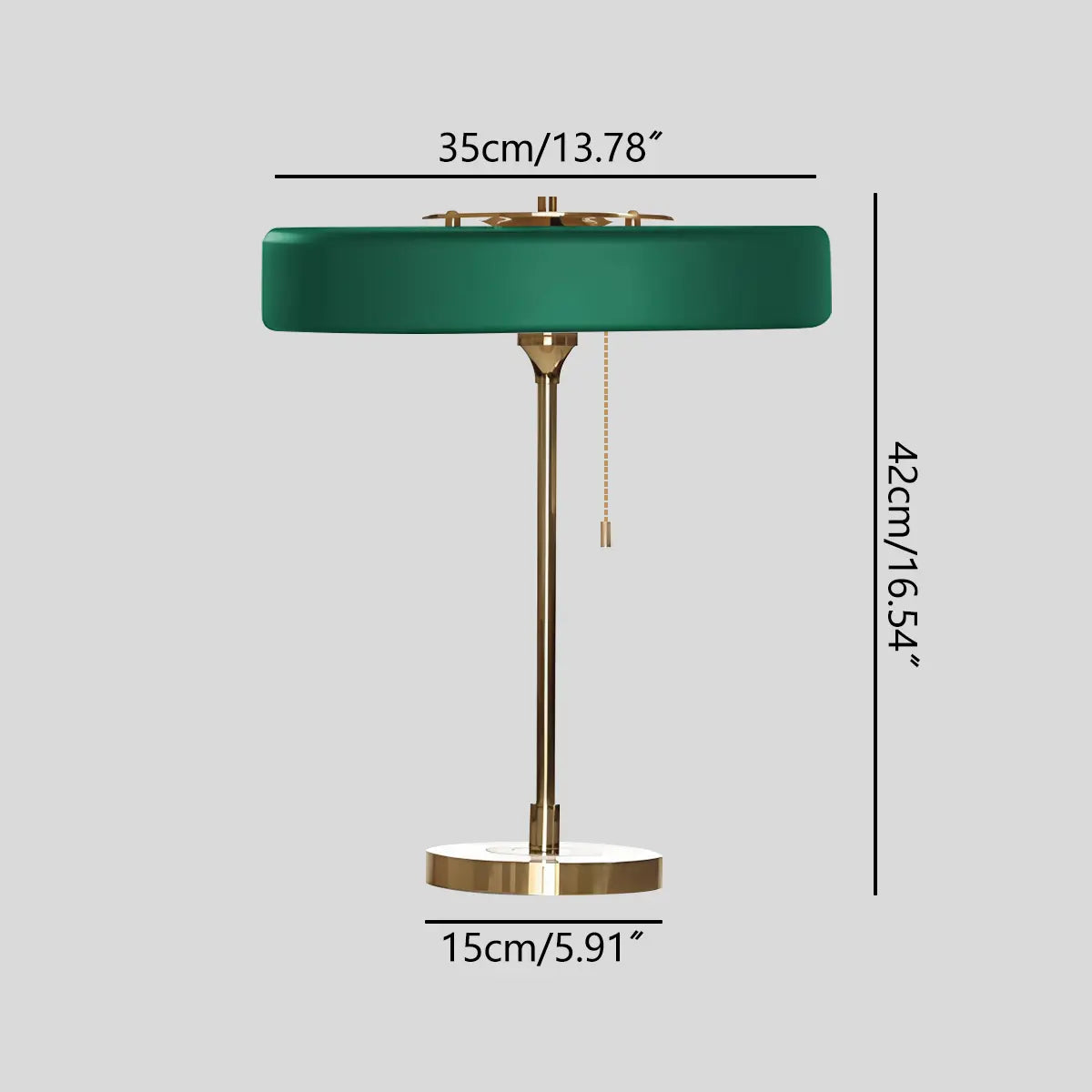 Feyran Mid-Century Round Table Lamp with Pull Chain