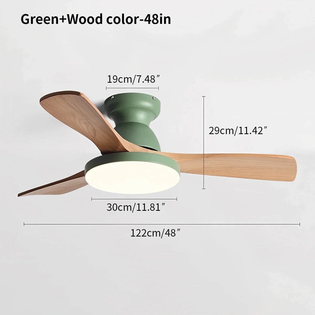 Feyran Vintage 3-leaf Solid Wood Ceiling Fan Lamp