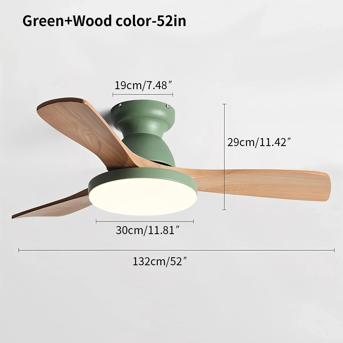 Feyran Vintage 3-leaf Solid Wood Ceiling Fan Lamp
