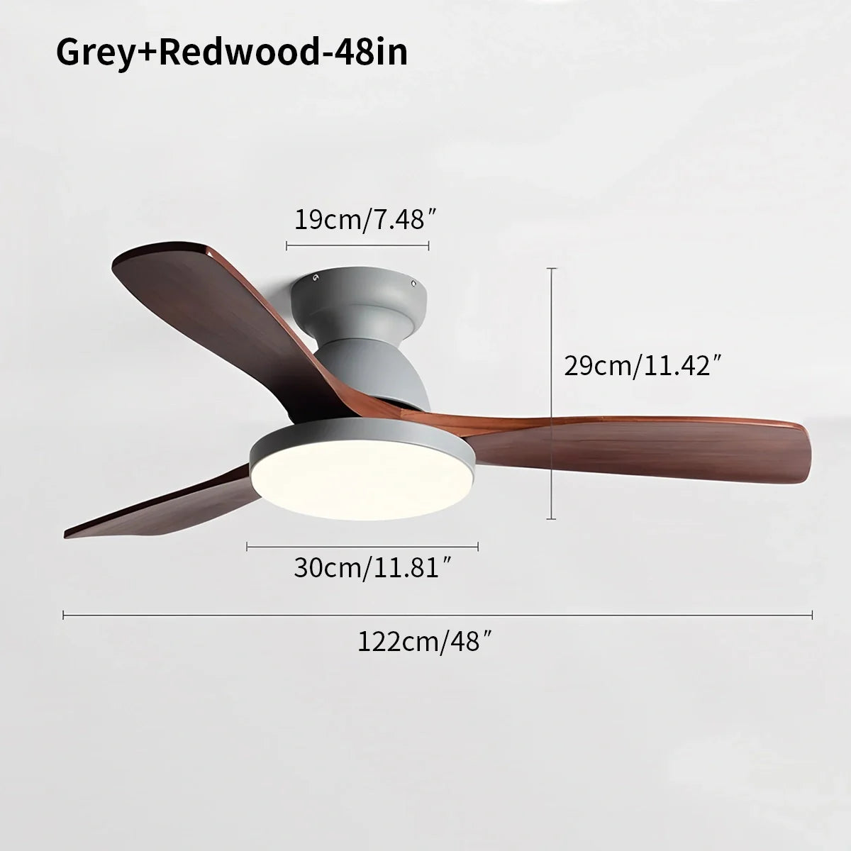 Feyran Vintage 3-leaf Solid Wood Ceiling Fan Lamp