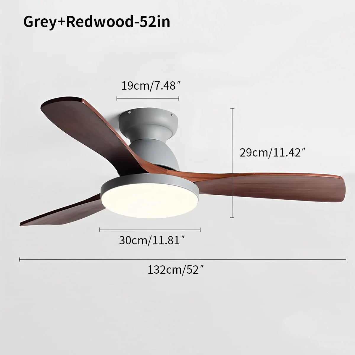 Feyran Vintage 3-leaf Solid Wood Ceiling Fan Lamp