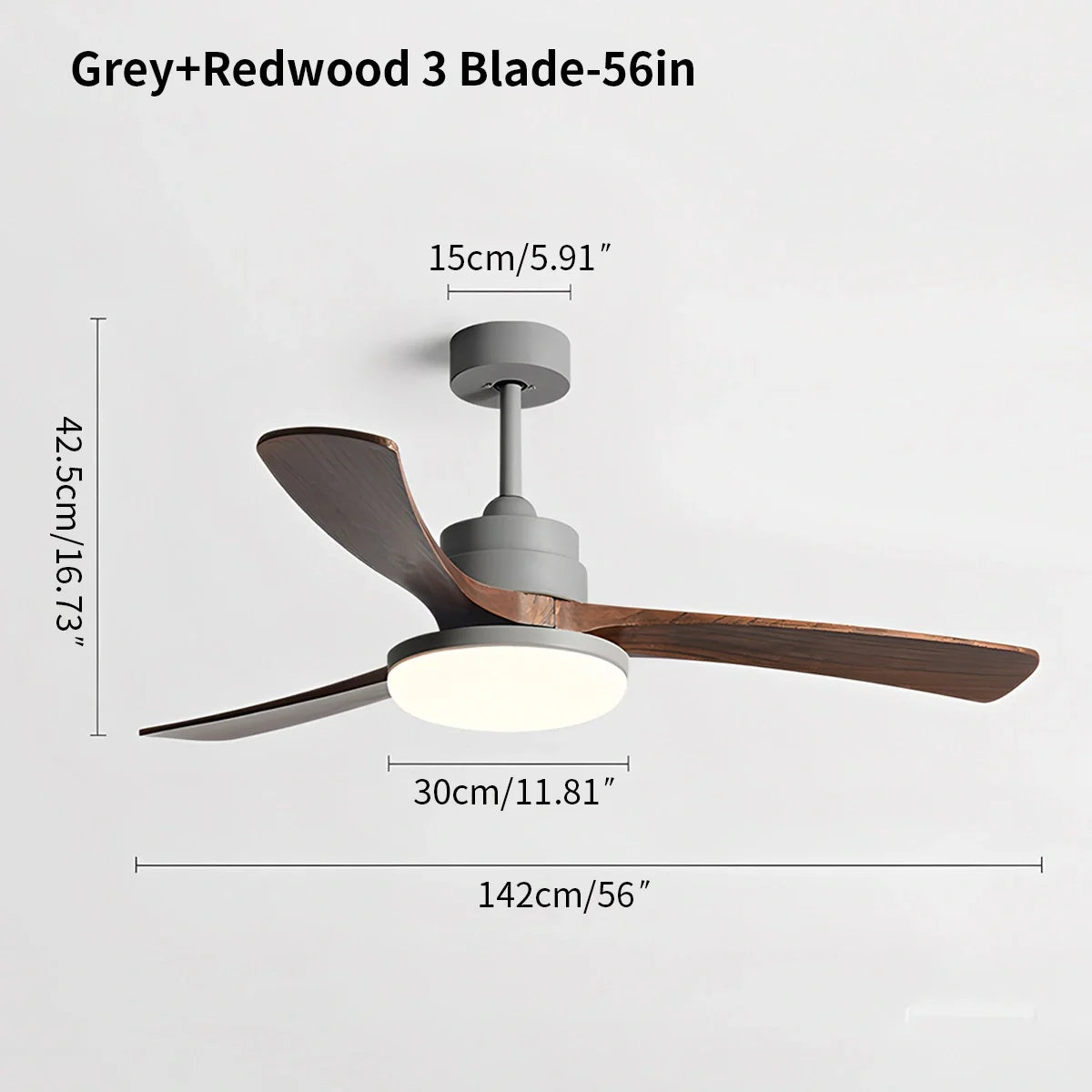 Feyran High Wind Solid Wood Ceiling Fan Light