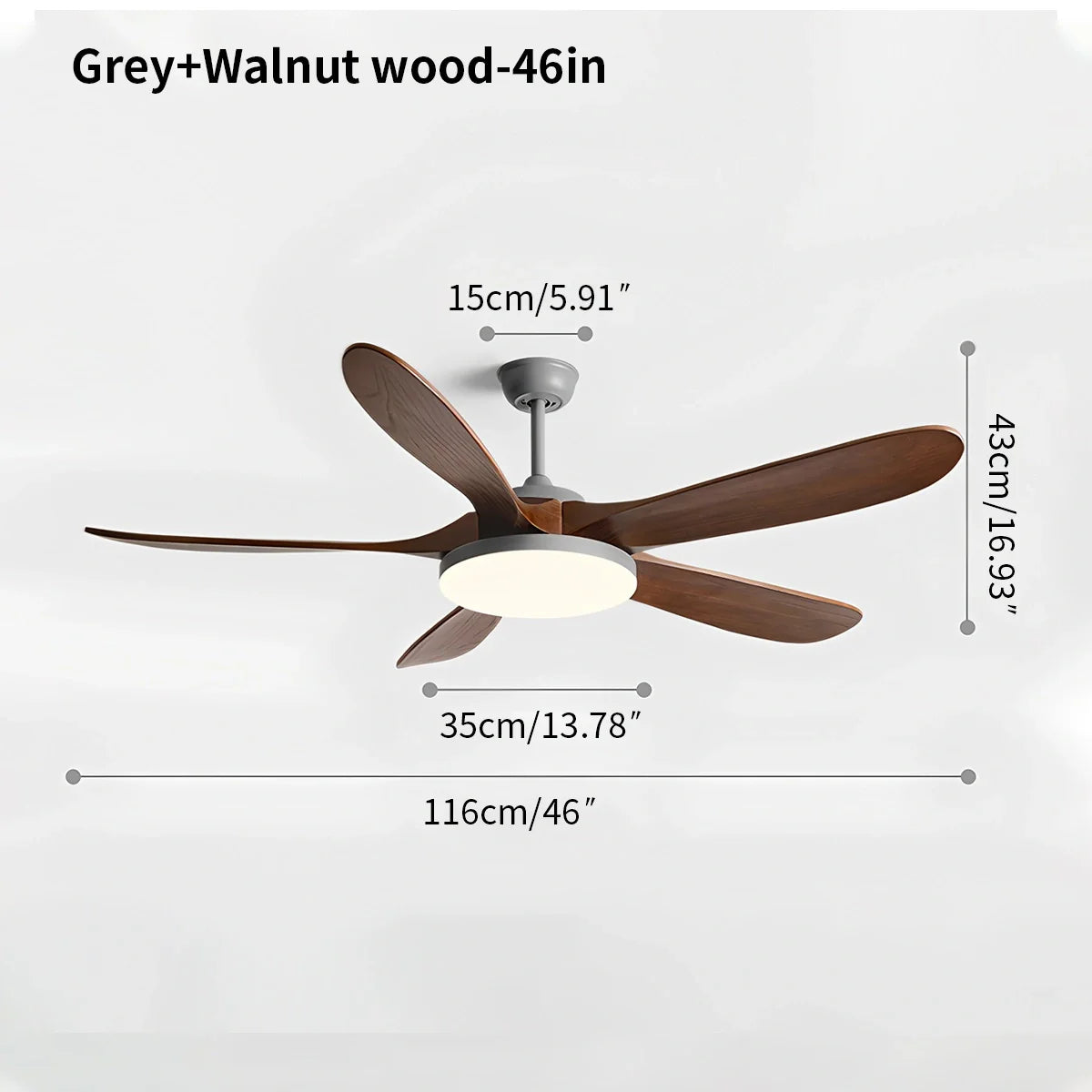 Feyran 5-leaf Solid Wood Ceiling Fan Light