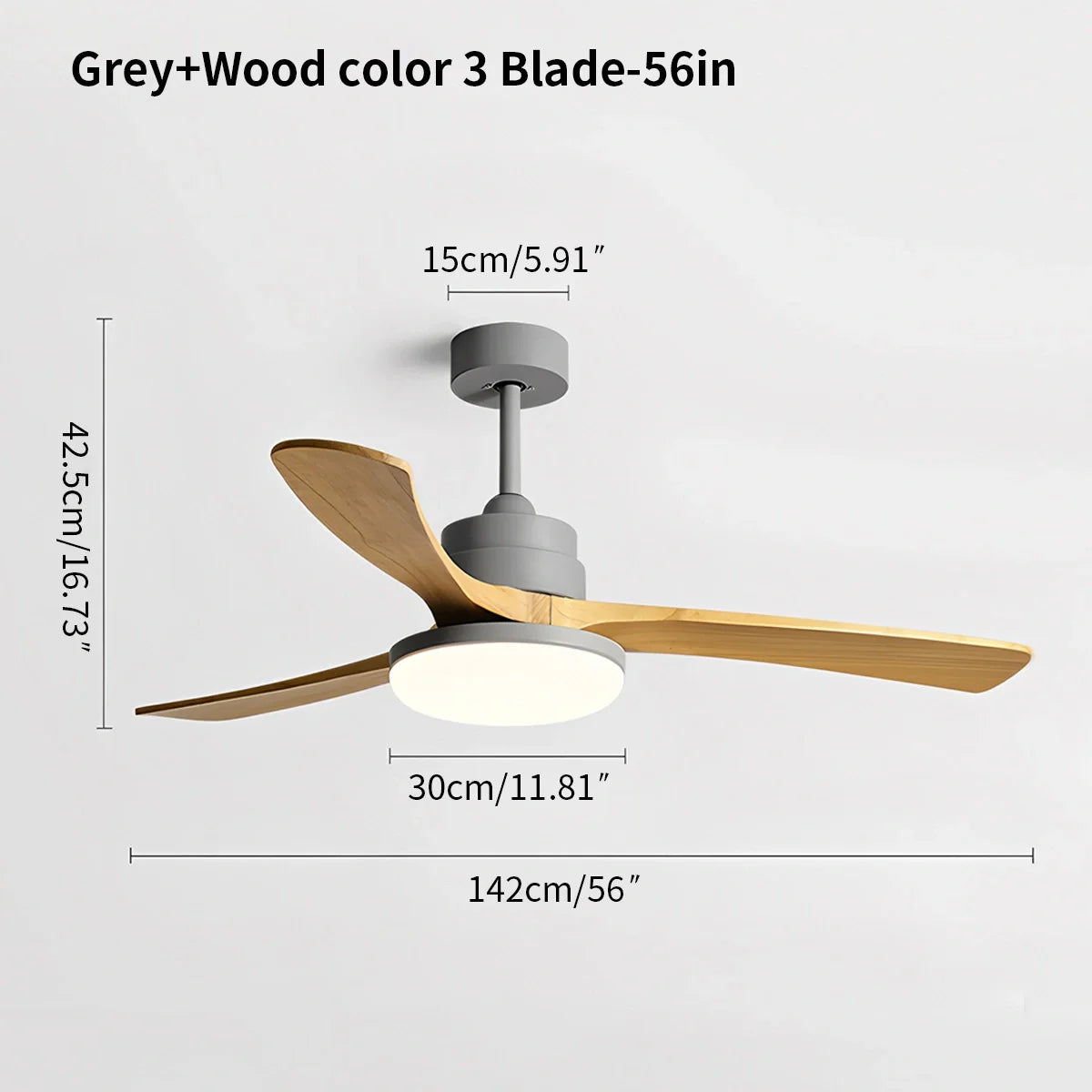 Feyran High Wind Solid Wood Ceiling Fan Light