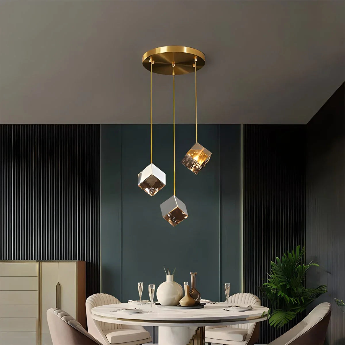 Feyran Ice Cube Textured Glass Chandelier