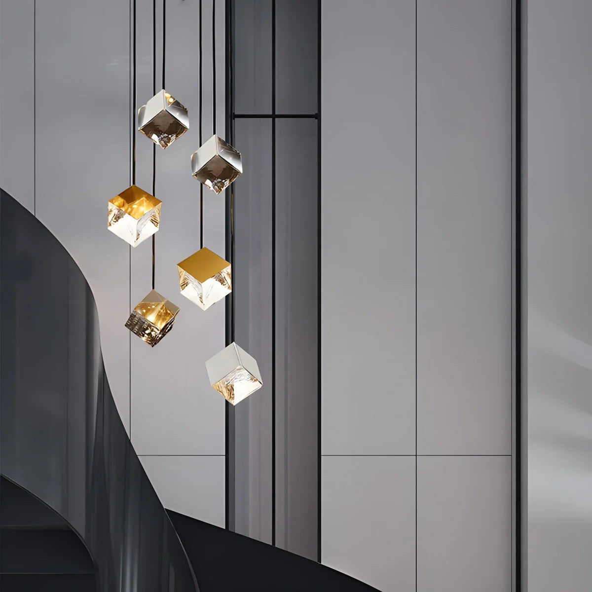 Feyran Ice Cube Textured Glass Chandelier