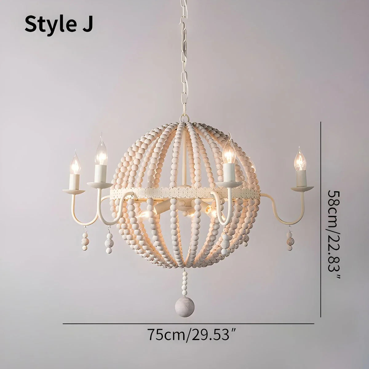 Feyran Retro Wooden Bead Chandelier for Dining Room