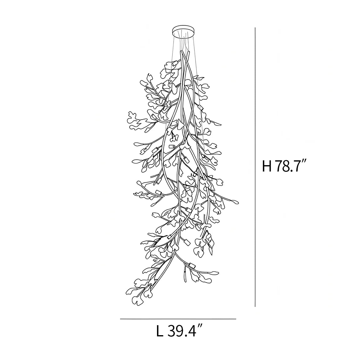Feyran Ginkgo Long Branch Chandelier for High Ceiling