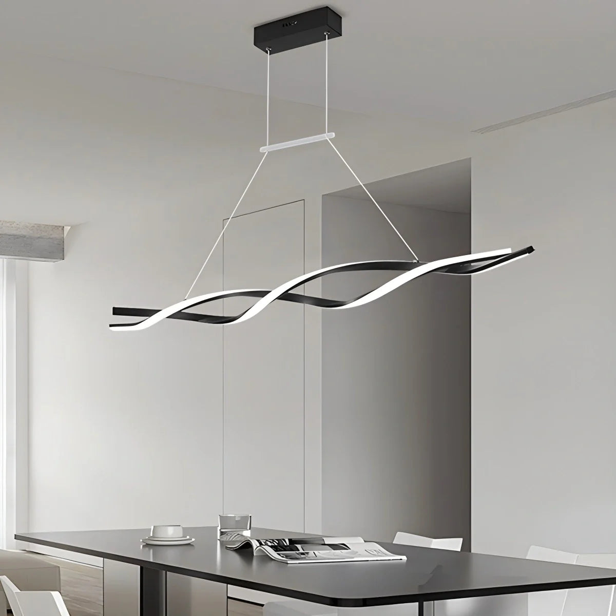 Feyran LED Linear Wave Chandelier for Dining Room