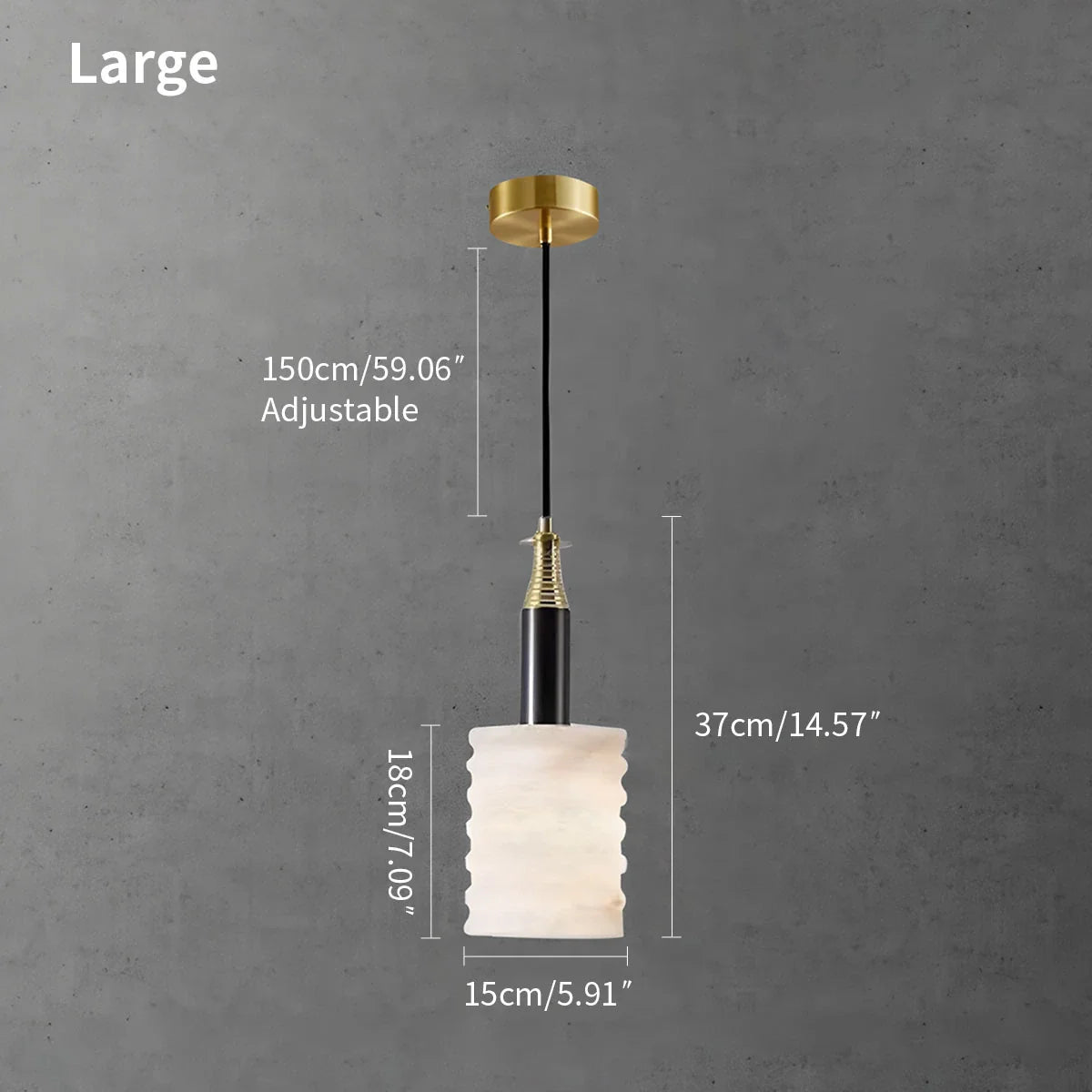 Feyran Cylindrical Spanish Alabaster Bedside Pendant Light