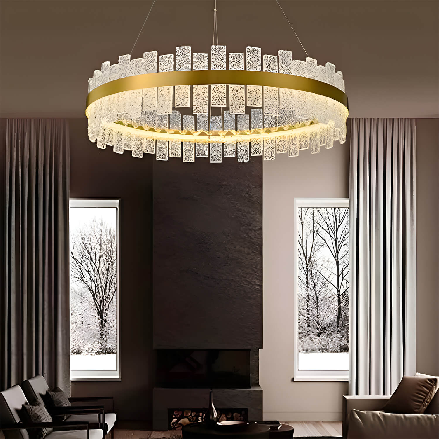 Light Luxury Round Living Room Chandelier-Living Room3 |Feyran