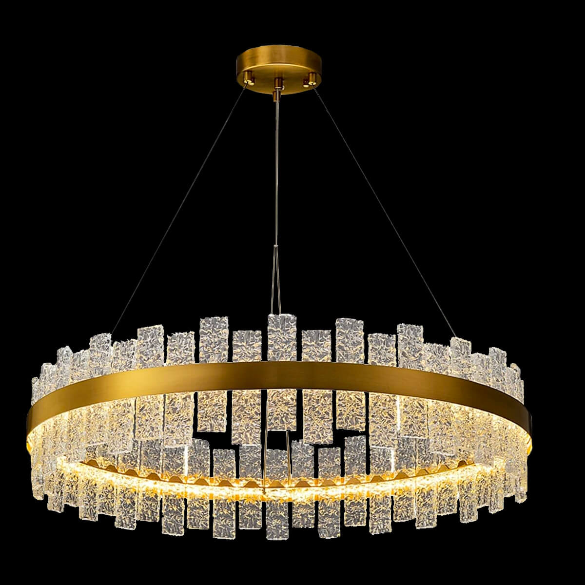 Light-luxury-round-living-room-chandelier-front-view-black | Feyran