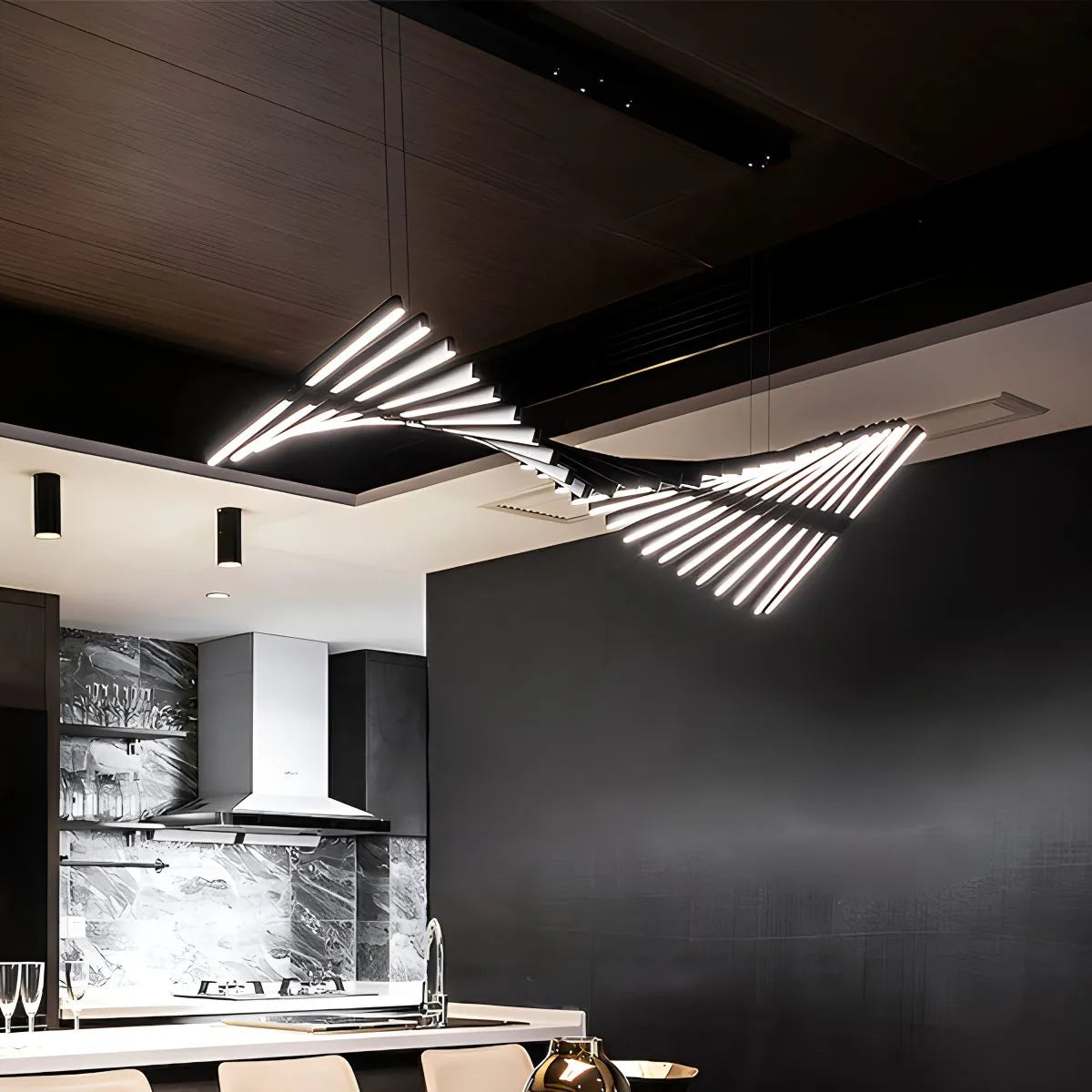 Feyran Linear Fish Bone Modeling Chandelier