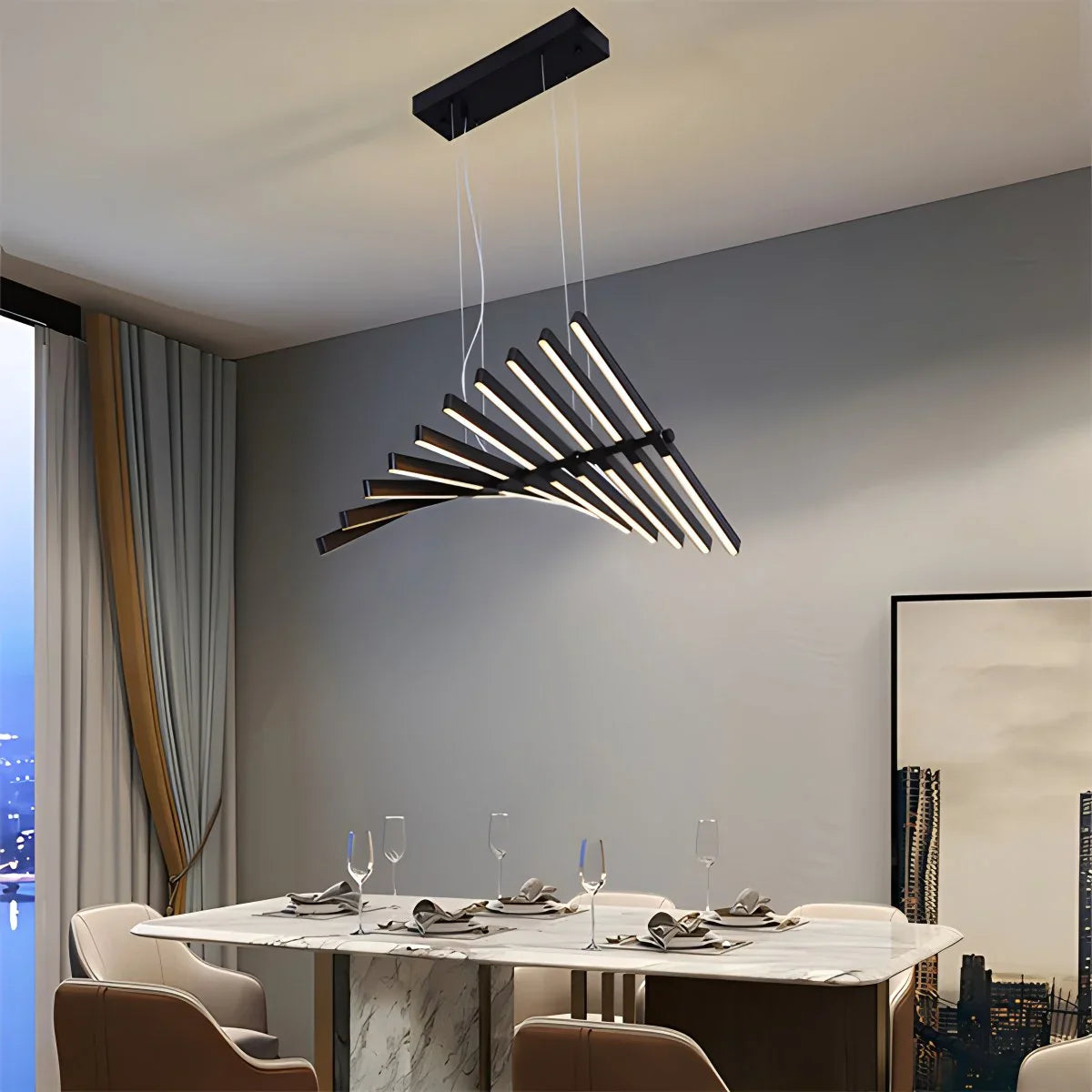 Feyran Linear Fish Bone Modeling Chandelier