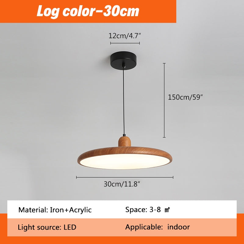 Feyran Retro Walnut Color Round UFO Pendant Light