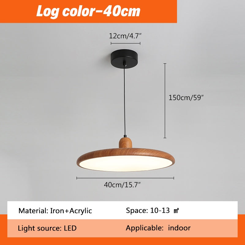 Feyran Retro Walnut Color Round UFO Pendant Light