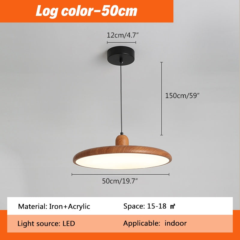 Feyran Retro Walnut Color Round UFO Pendant Light