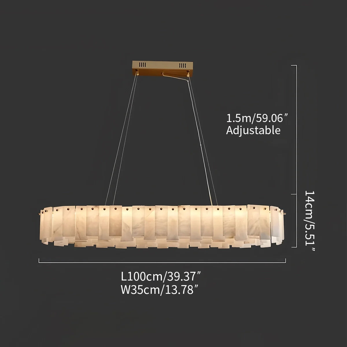 Feyran Modern Ring Spanish Alabaster Chandelier for Living Room