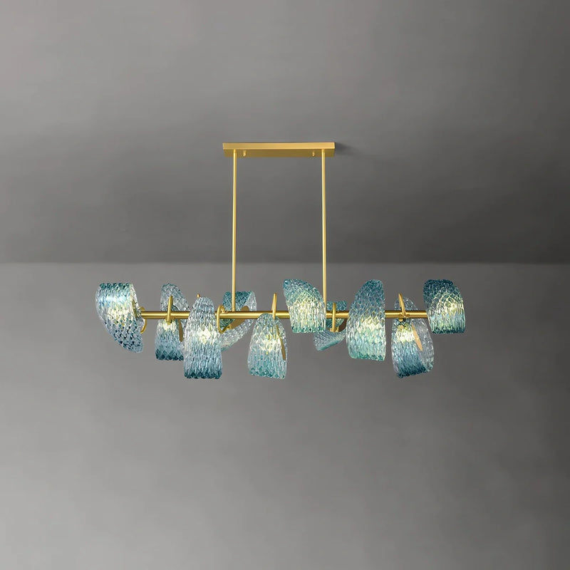 Feyran Peacock Blue Art Glass Chandelier for Dining Room