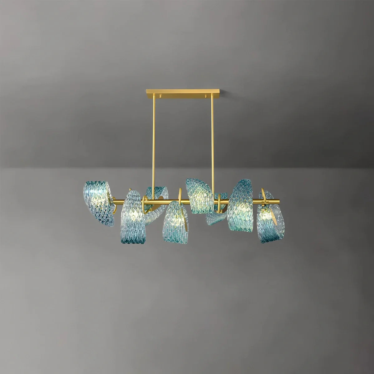 Feyran Peacock Blue Art Glass Chandelier for Dining Room