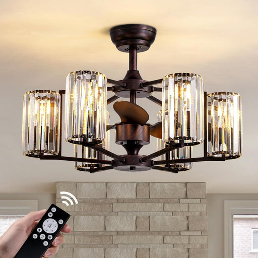 LumiBreeze 27 inch Crystal Fan Chandelier - Feyran