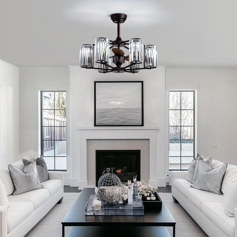 LumiBreeze 27 inch Crystal Fan Chandelier - Feyran