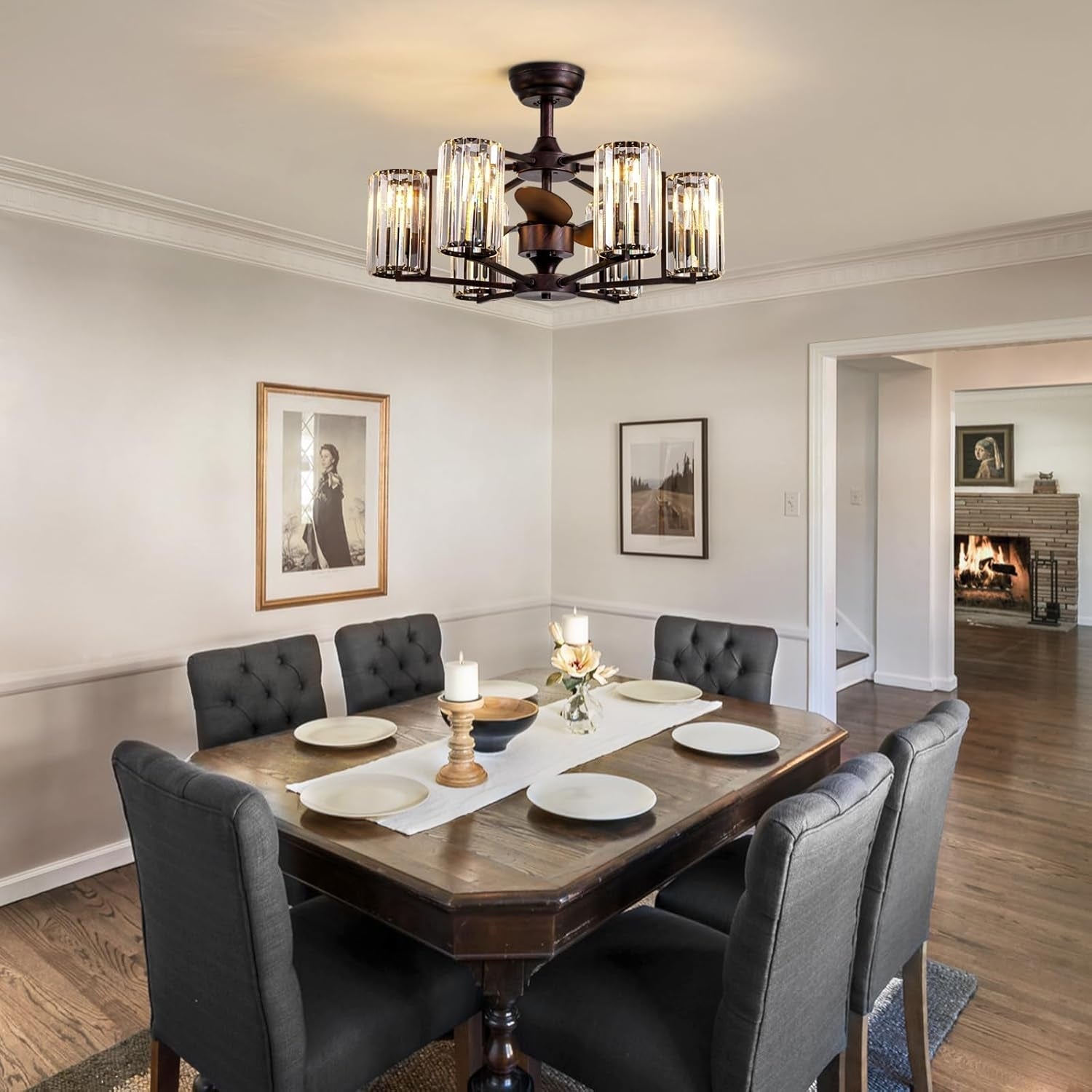 LumiBreeze 27 inch Crystal Fan Chandelier - Feyran
