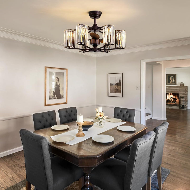 LumiBreeze 27 inch Crystal Fan Chandelier - Feyran