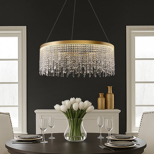 Luxurious K9 Crystal Gold Ring Chandelier LED Ceiling Lighting - Feyran