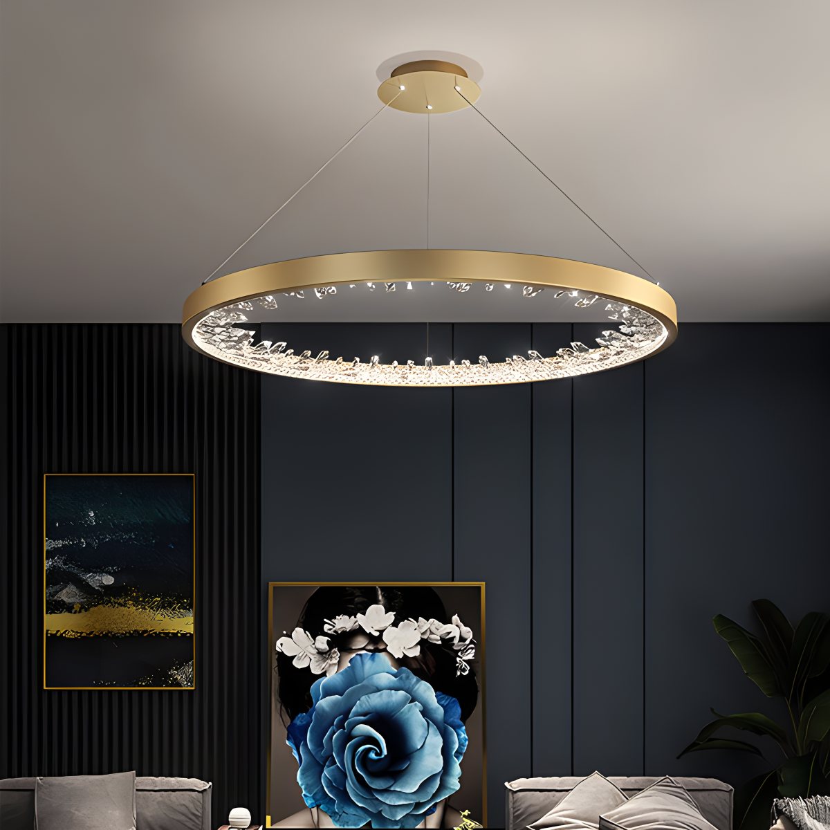 Feyran Luxury Circle Crystal Chandelier for Living Room