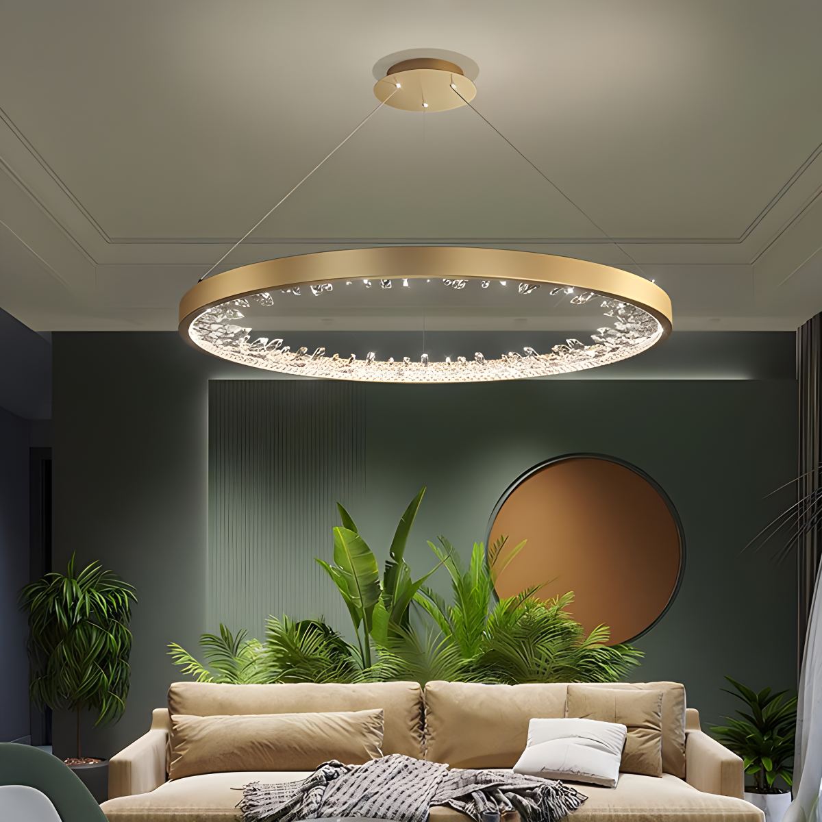 Feyran Luxury Circle Crystal Chandelier for Living Room