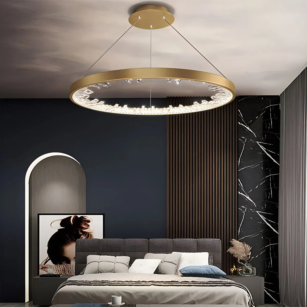 Feyran Luxury Circle Crystal Chandelier for Living Room