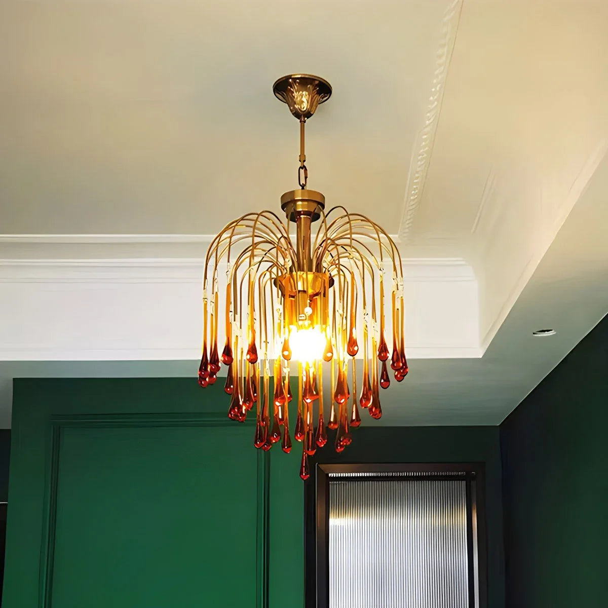 Feyran French Retro Water Drop Glass Chandelier