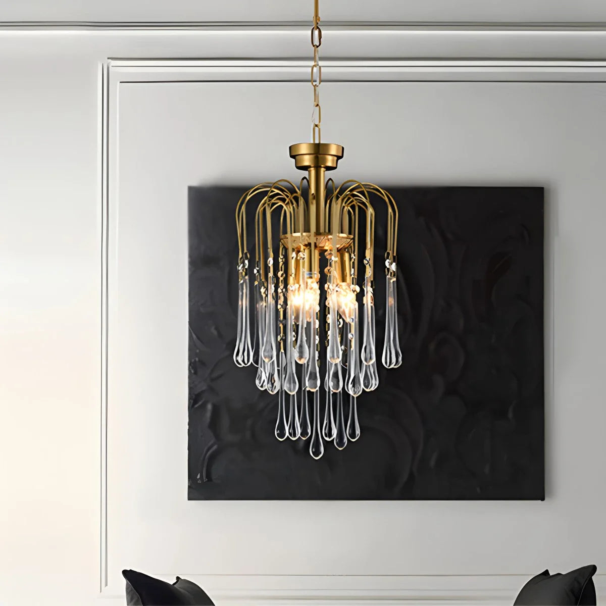 Feyran French Retro Water Drop Glass Chandelier