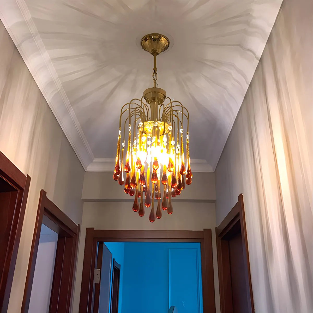 Feyran French Retro Water Drop Glass Chandelier