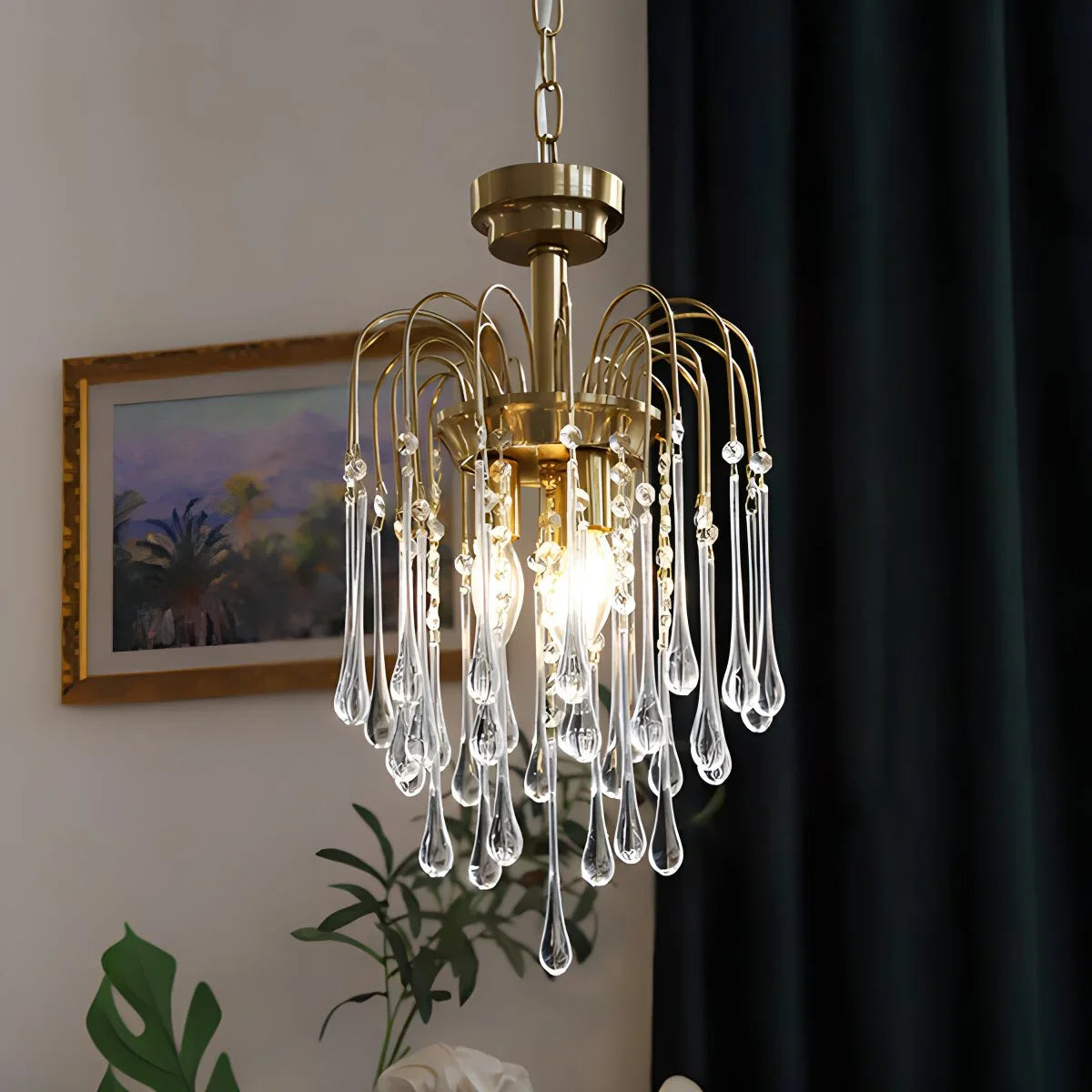 Feyran French Retro Water Drop Glass Chandelier