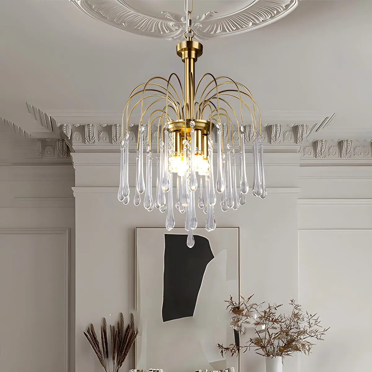 Feyran French Retro Water Drop Glass Chandelier