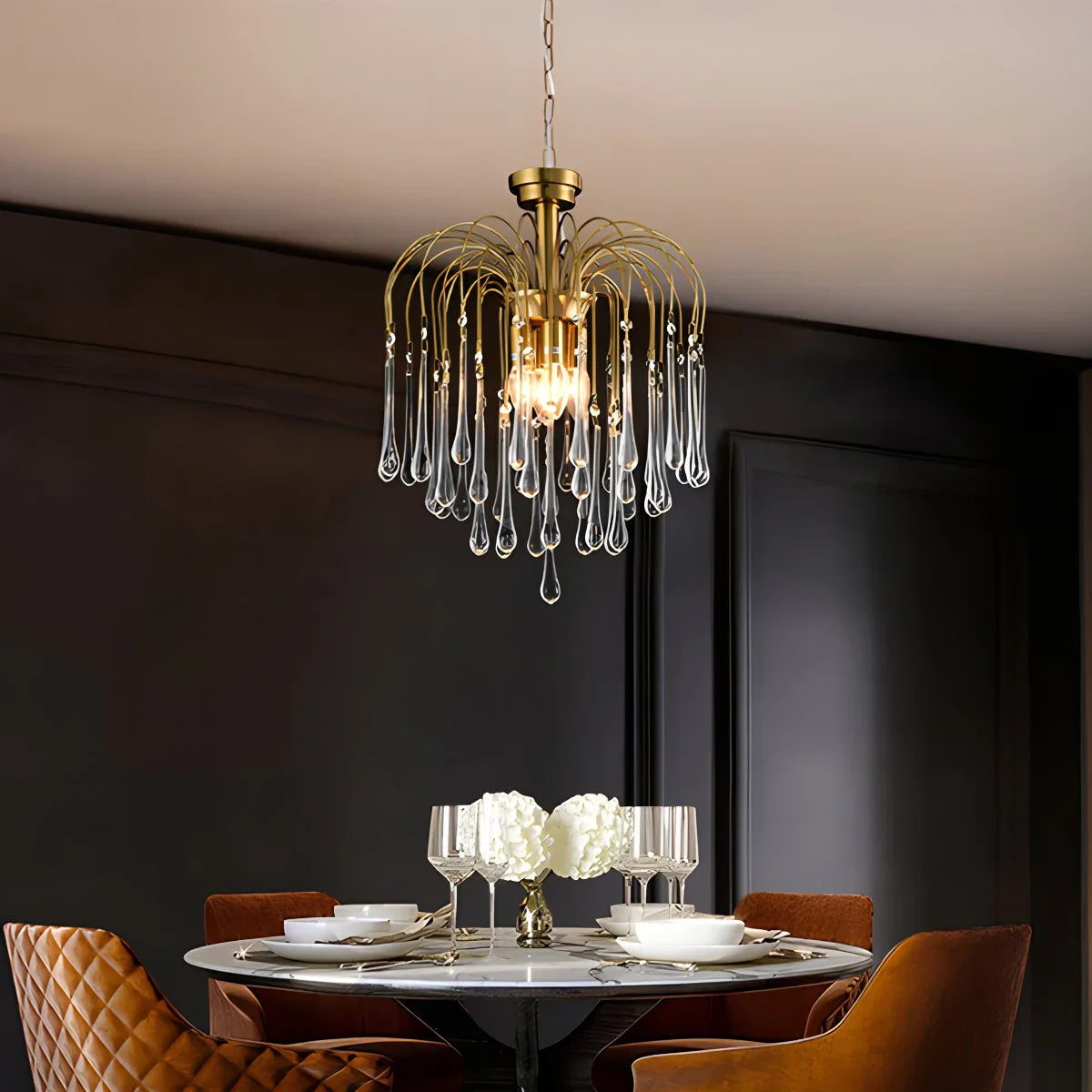 Feyran French Retro Water Drop Glass Chandelier