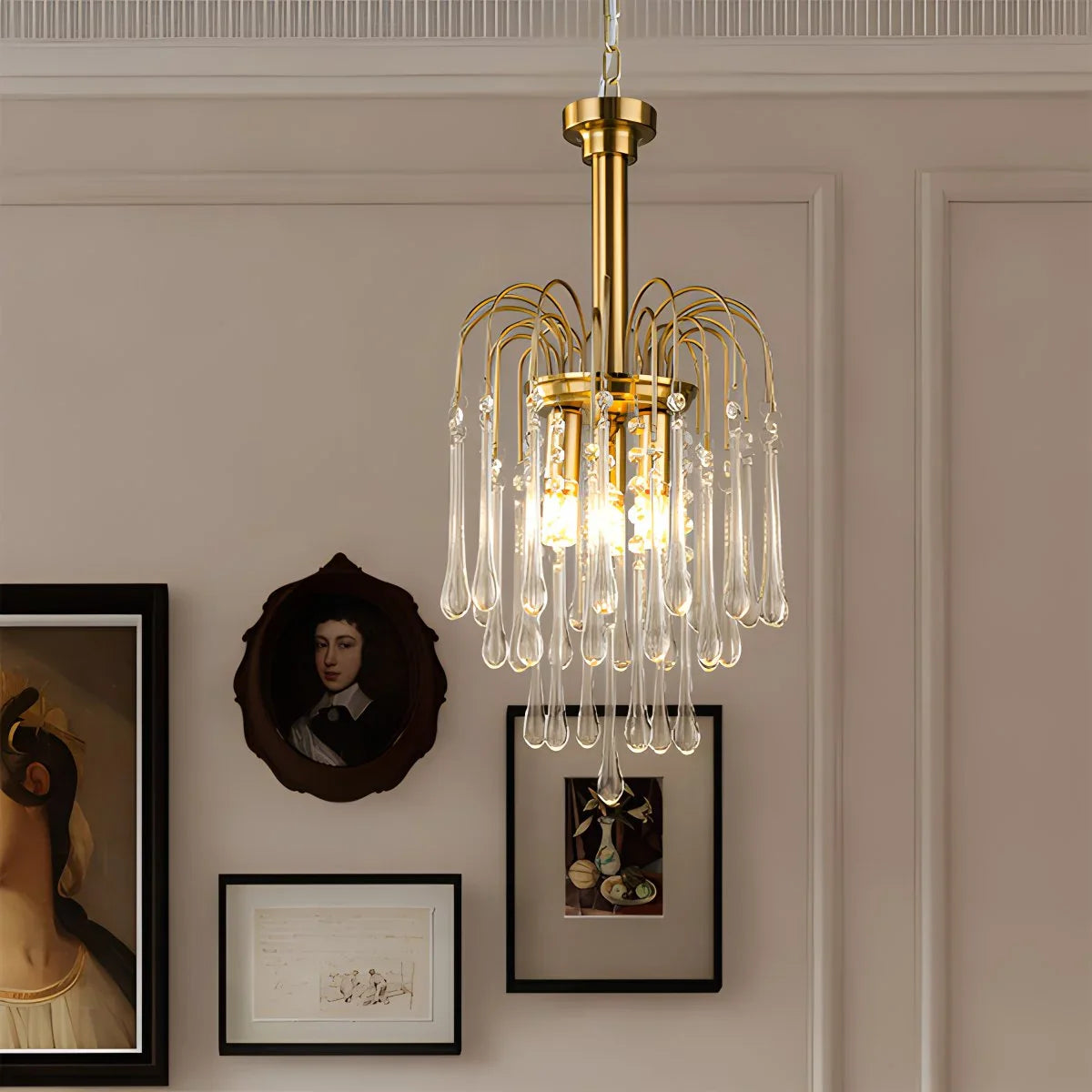 Feyran French Retro Water Drop Glass Chandelier