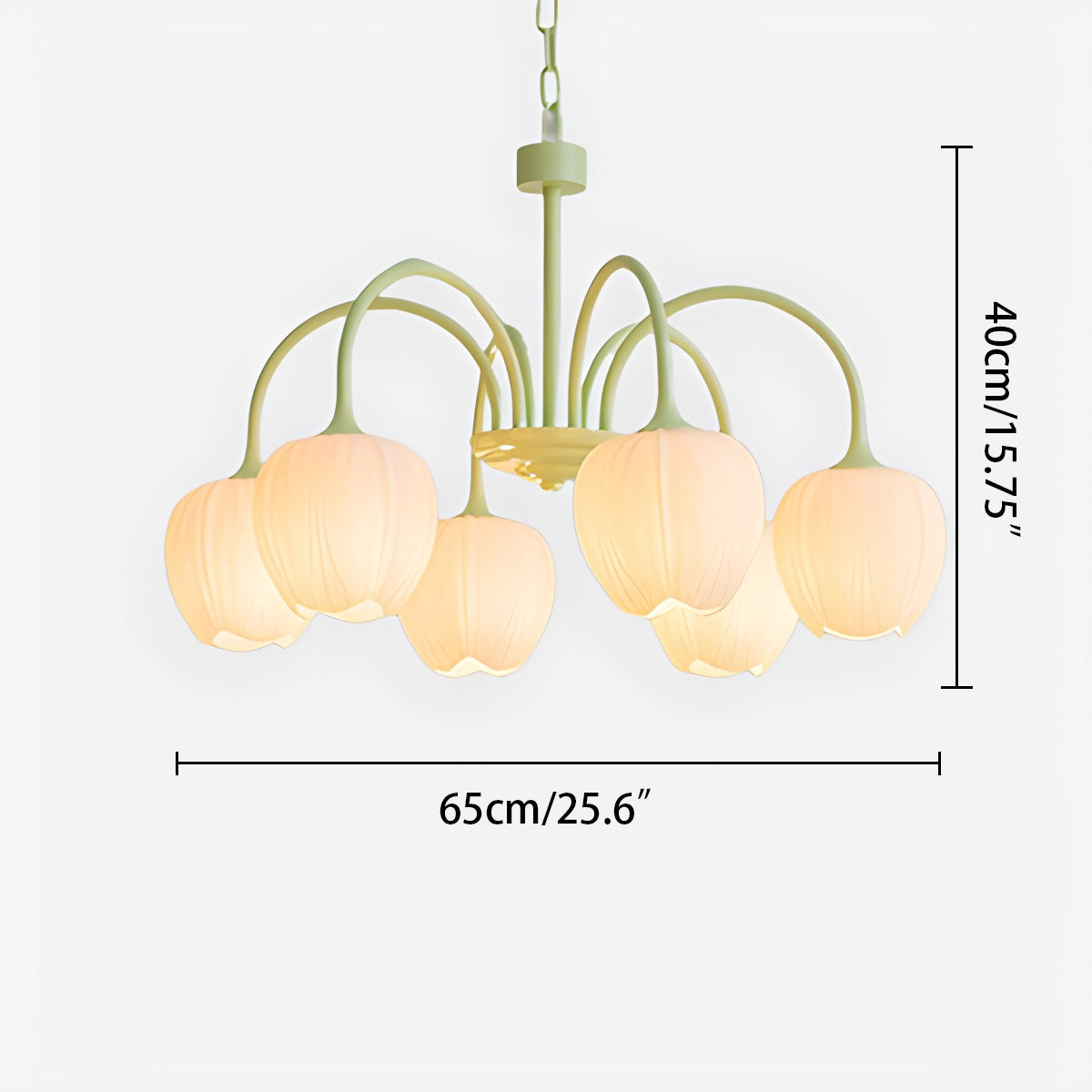 Feyran French Romance Tulip Matcha Chandelier