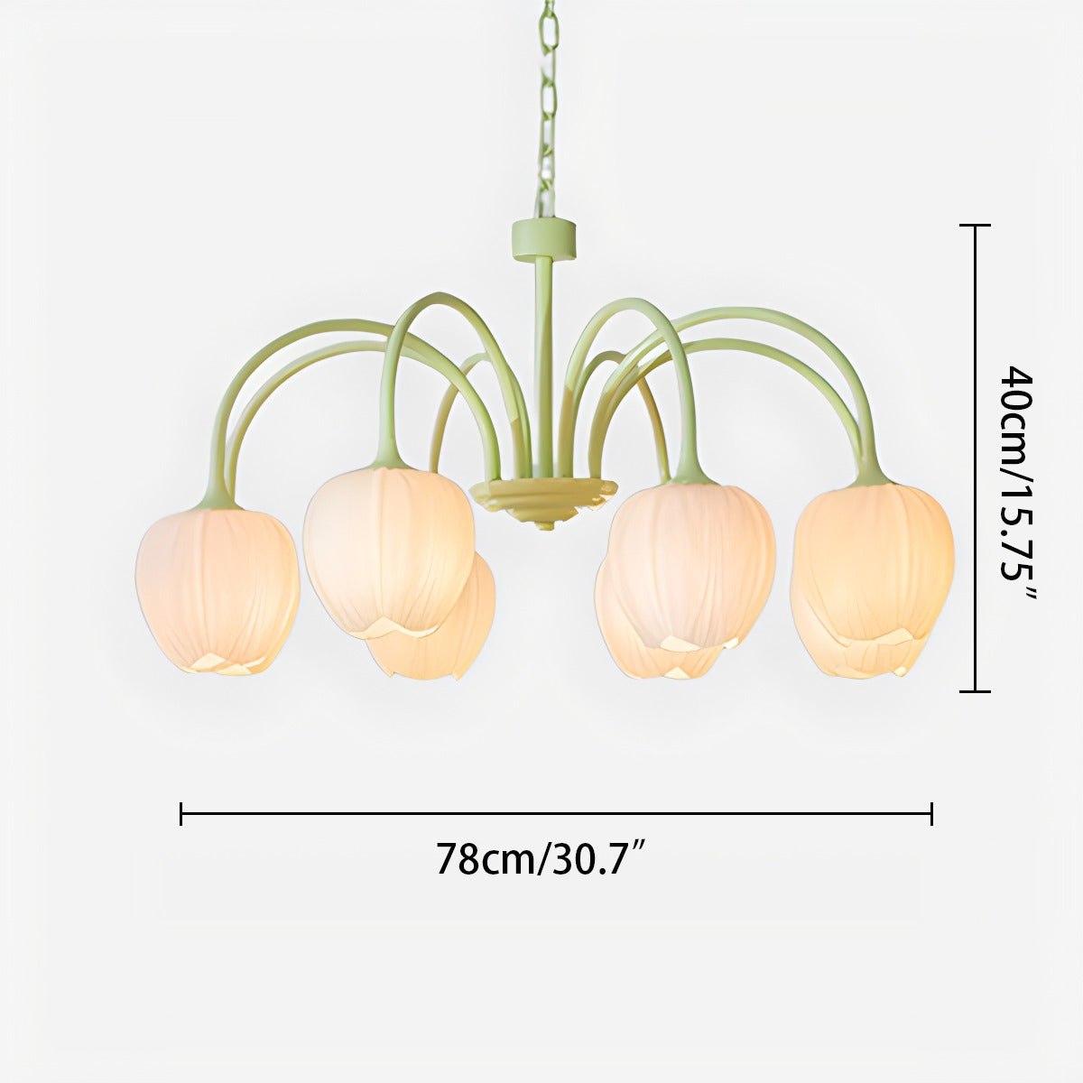 Feyran French Romance Tulip Matcha Chandelier