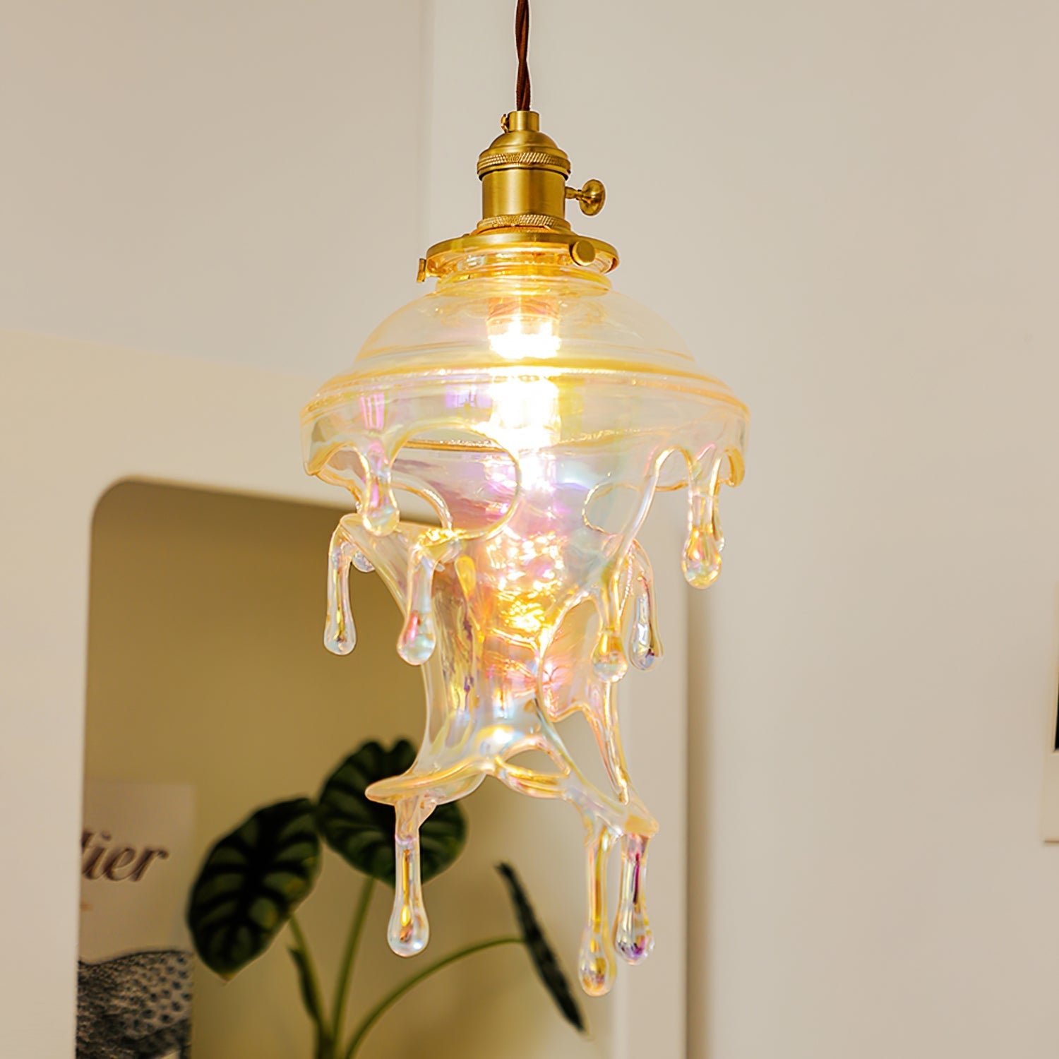 Modern Sculptural Water Droplet Resin Pendant Lamp, Adjustable Height, E14 Bulb Compatible