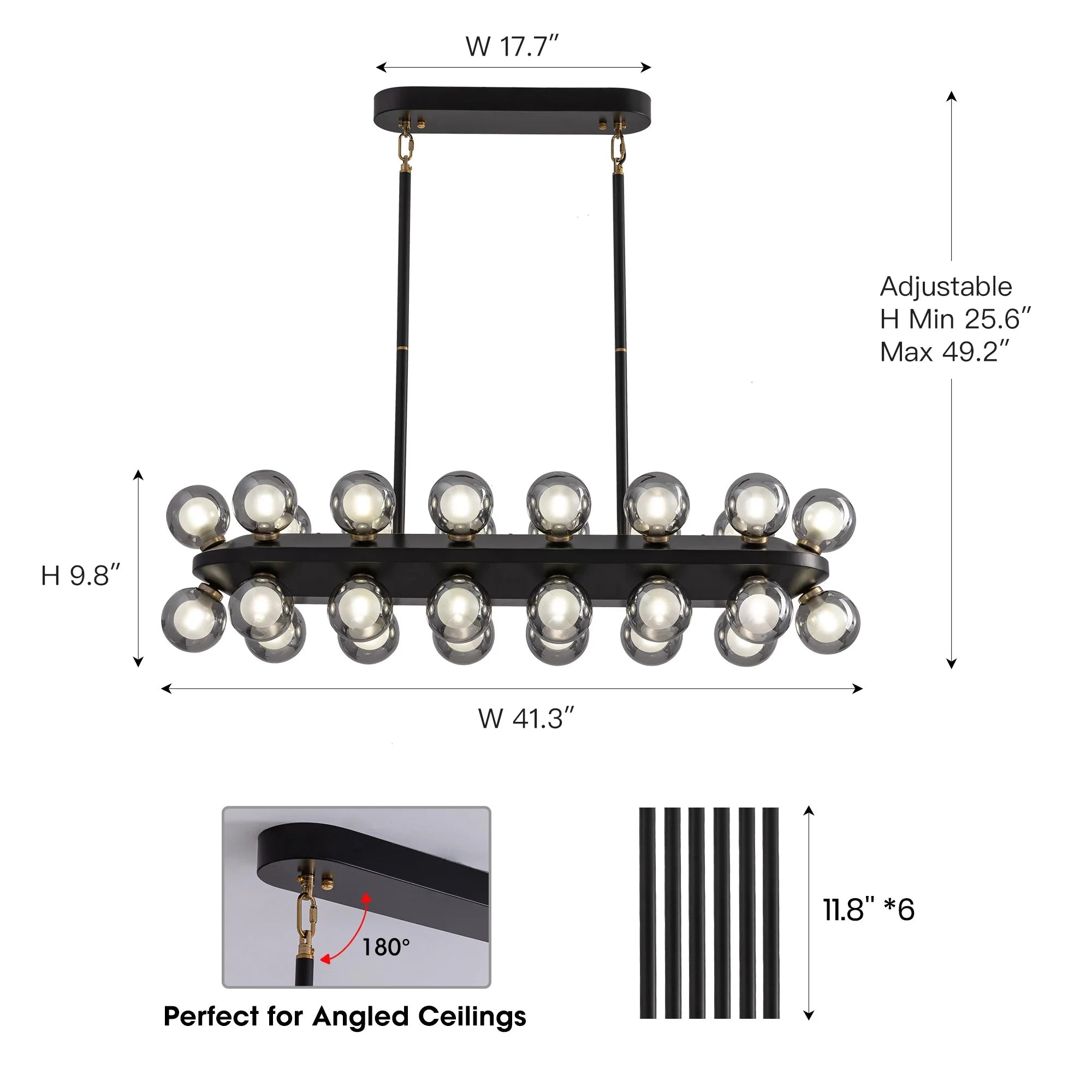 Mid-Century Modern Black Sputnik Chandlier - Feyran