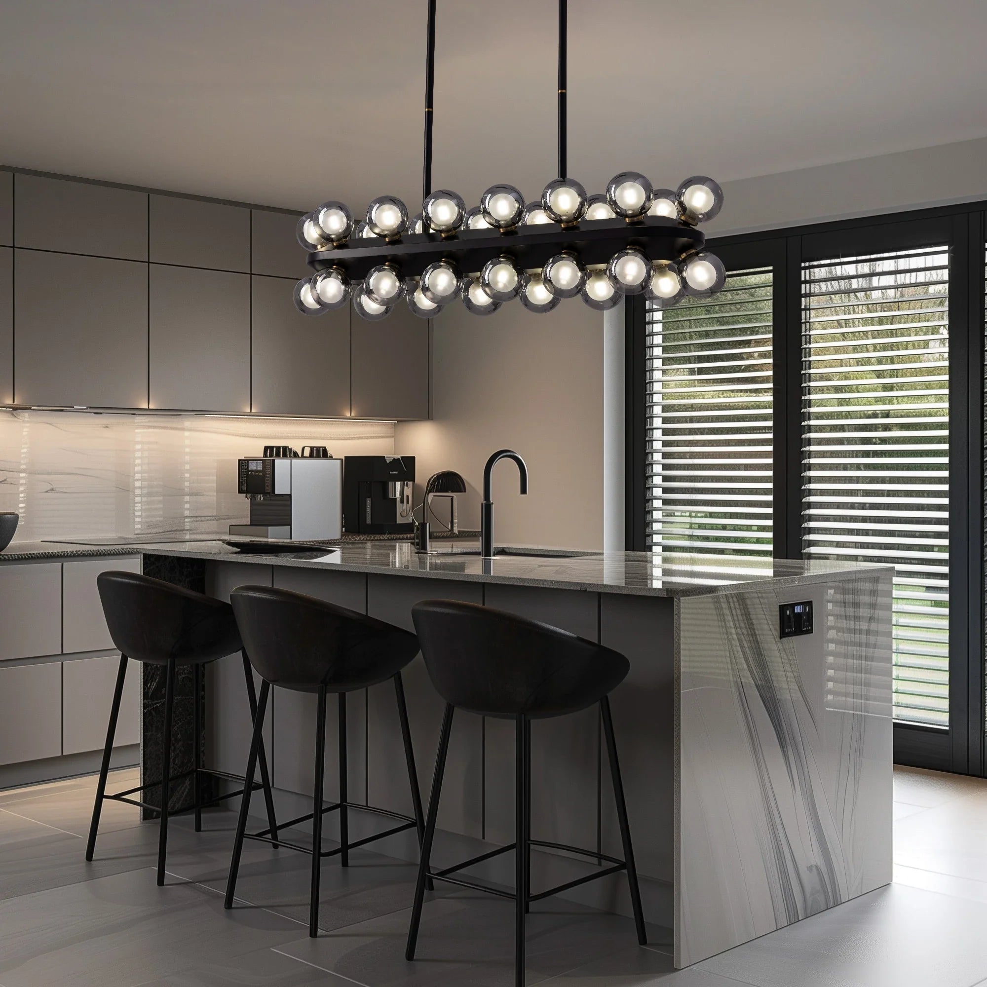 Mid-Century Modern Black Sputnik Chandlier - Feyran