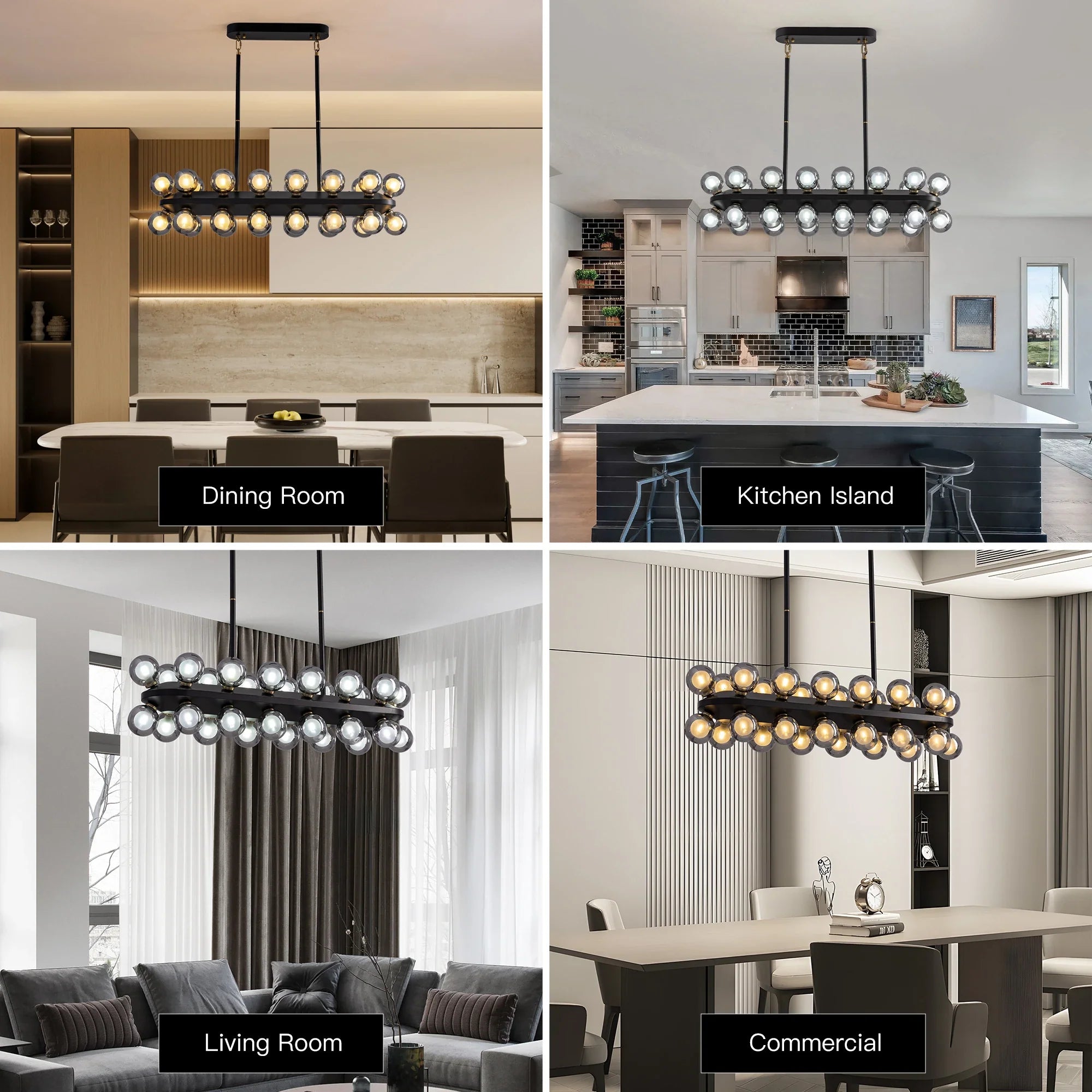 Mid-Century Modern Black Sputnik Chandlier - Feyran