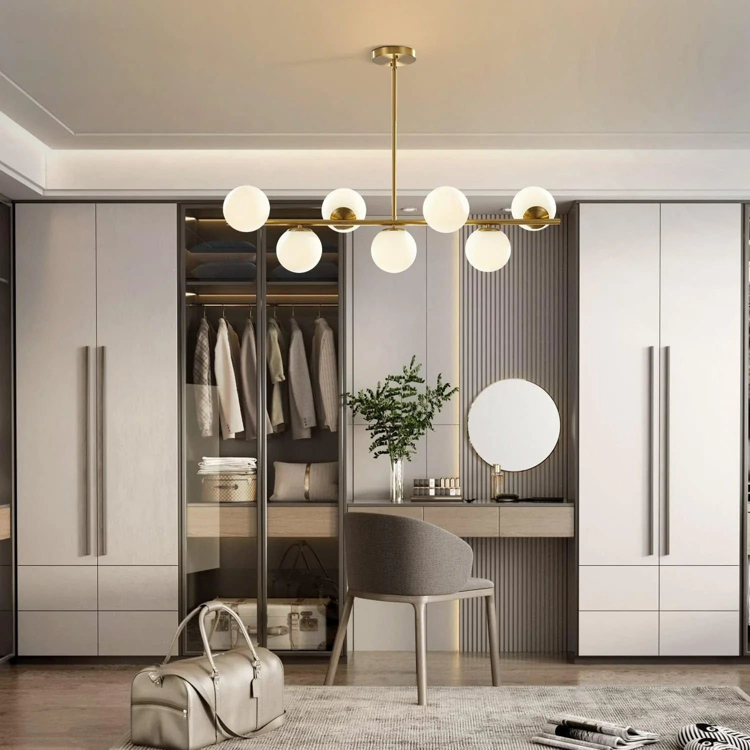 Glass Globe Gold Sputnik Chandelier-Feyran