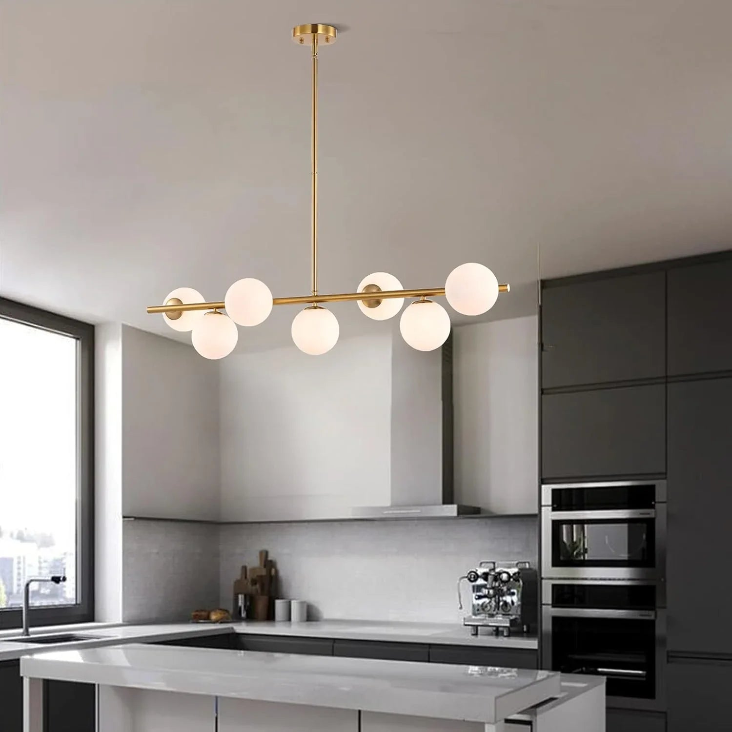 Glass Globe Gold Sputnik Chandelier-Feyran