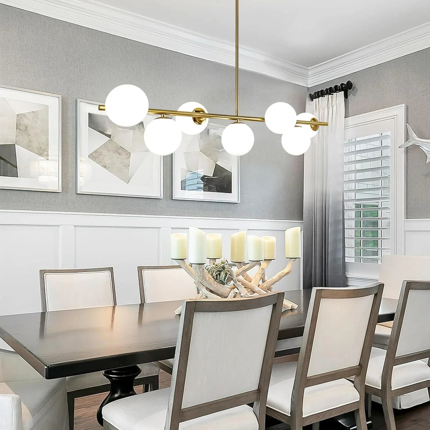 Glass Globe Gold Sputnik Chandelier-Feyran