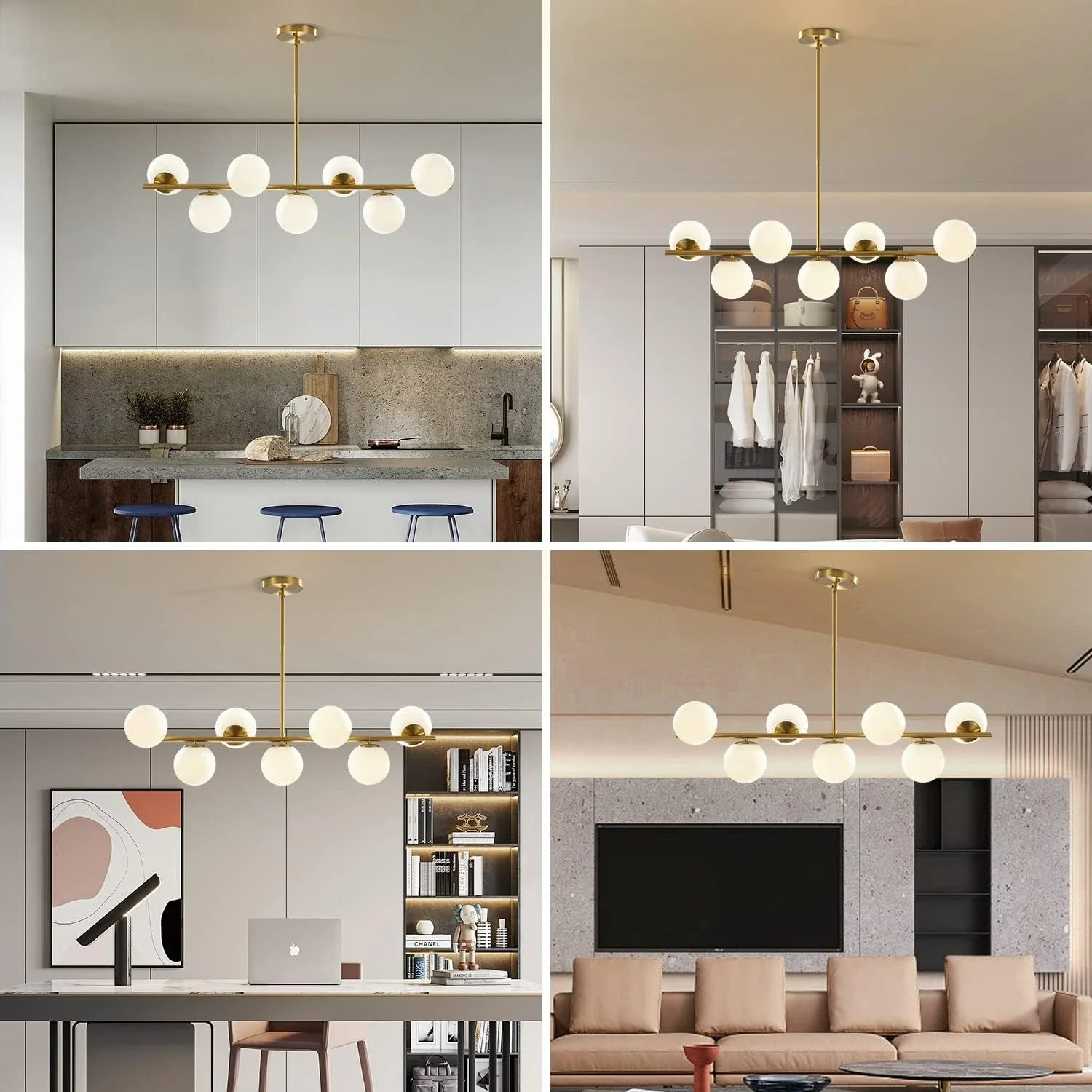 Glass Globe Gold Sputnik Chandelier-Feyran