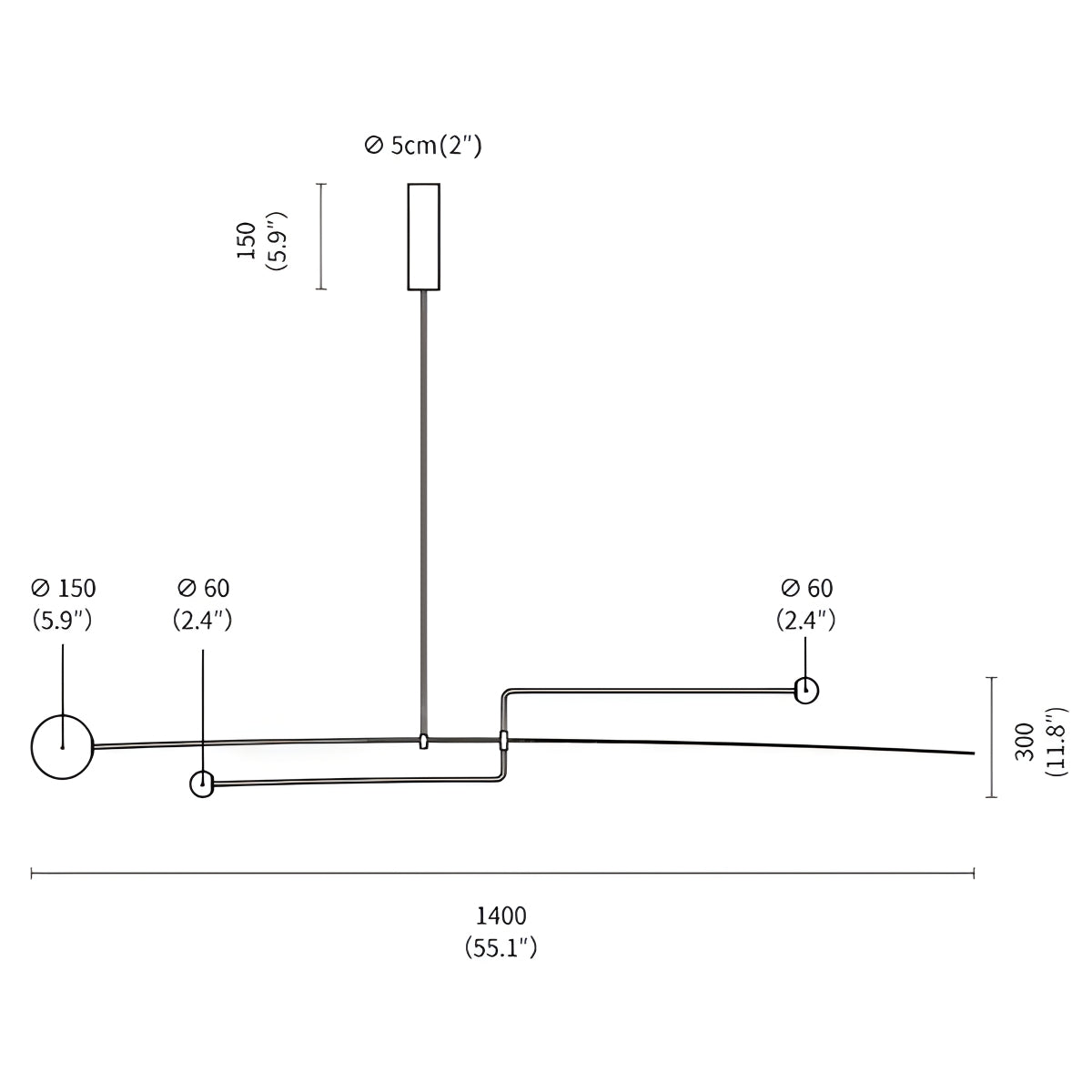 Feyran Minimalist Linear Metal Chandelier